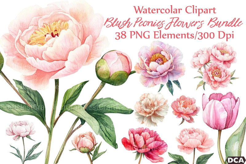 Blush Peonies Flowers Clipart Bundle - CraftNest - Digital Crafting and Art