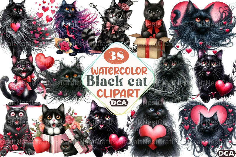 Black Cat Clipart Bundle 99 - CraftNest - Digital Crafting and Art
