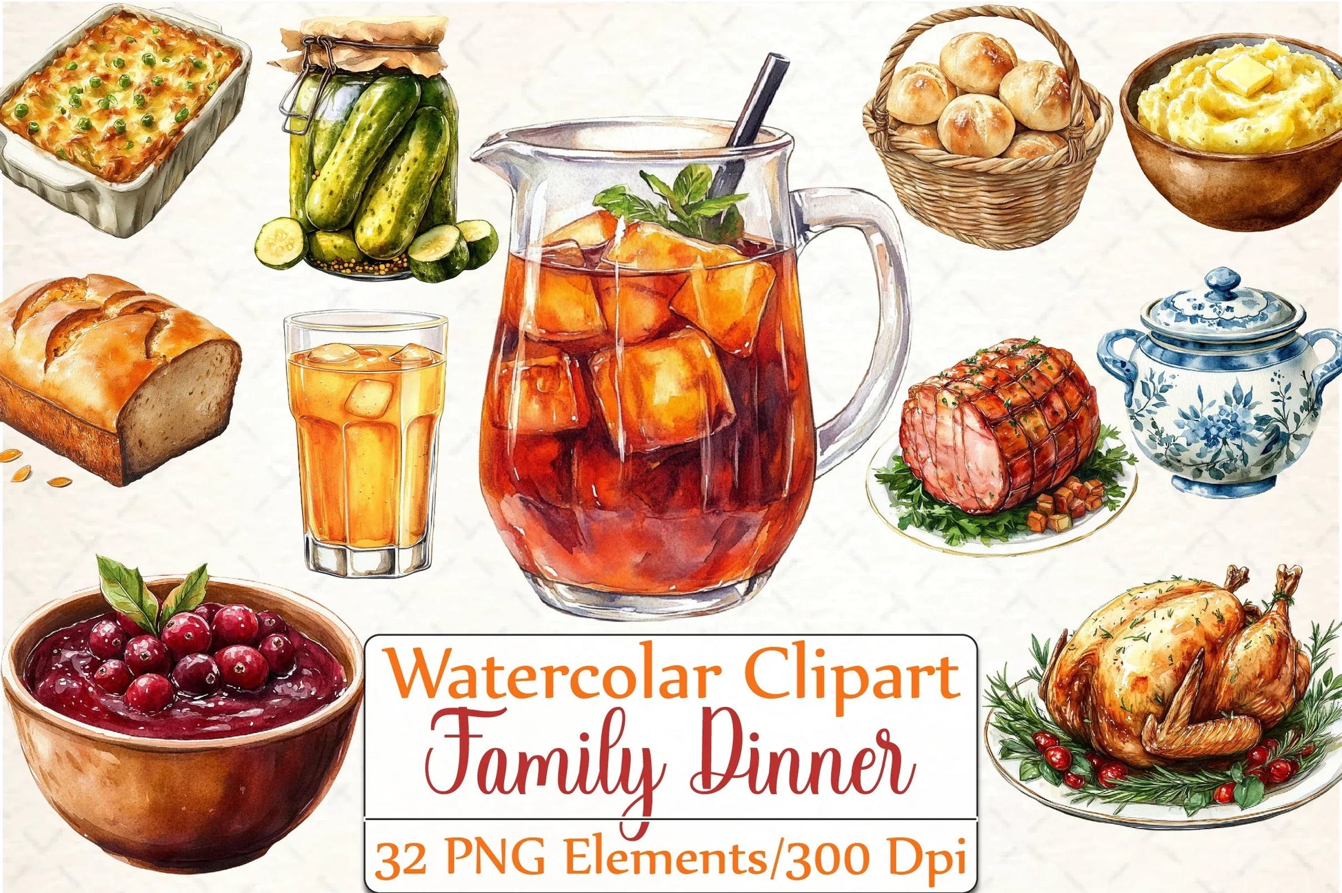 Thanksgiving Family Dinner Clipart Bundle - CraftNest - Digital Crafting and Art
