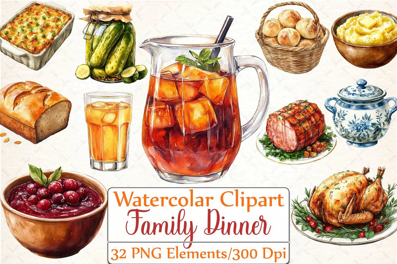 Thanksgiving Family Dinner Clipart Bundle - CraftNest - Digital Crafting and Art