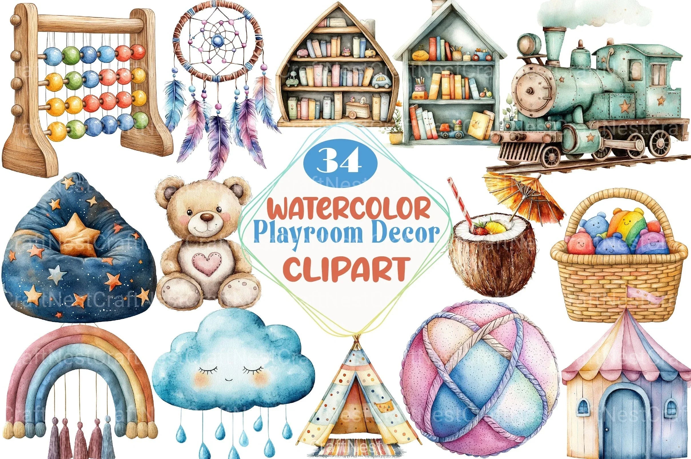 Playroom Decor Clipart Bundle - CraftNest - Digital Crafting and Art