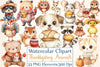 Cute Kawaii Thanksgiving Animals Clipart Bundle