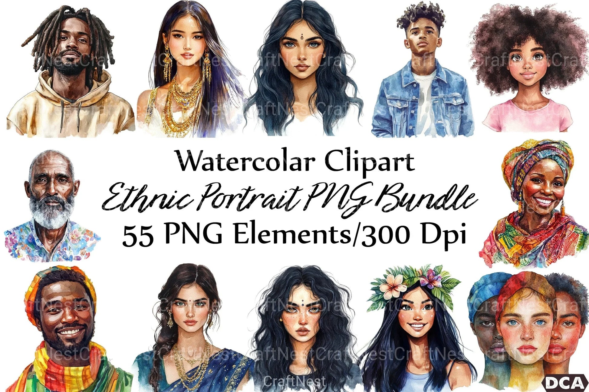 Ethnic Portrait Clipart Bundle - CraftNest - Digital Crafting and Art