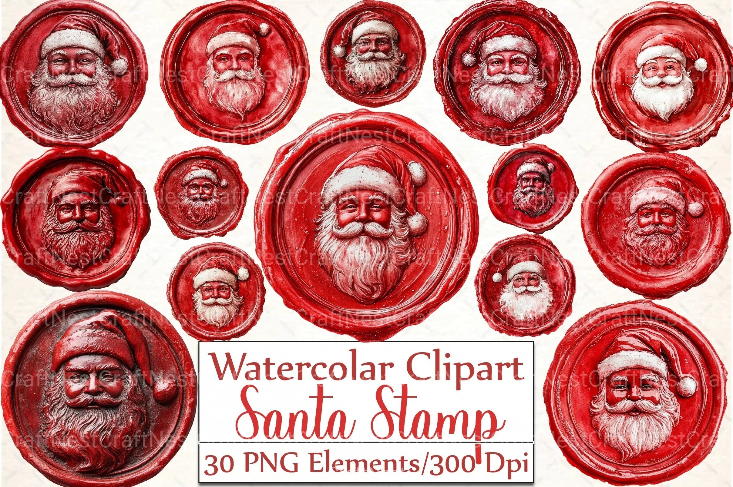 Seal Wax Christmas Santa Stamp Clipart Bundle - CraftNest - Digital Crafting and Art