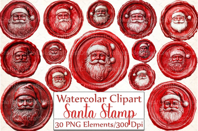 Seal Wax Christmas Santa Stamp Clipart Bundle - CraftNest - Digital Crafting and Art