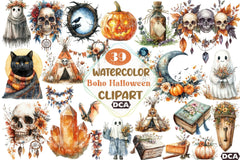 Boho Halloween Clipart Bundle 1 - CraftNest - Digital Crafting and Art
