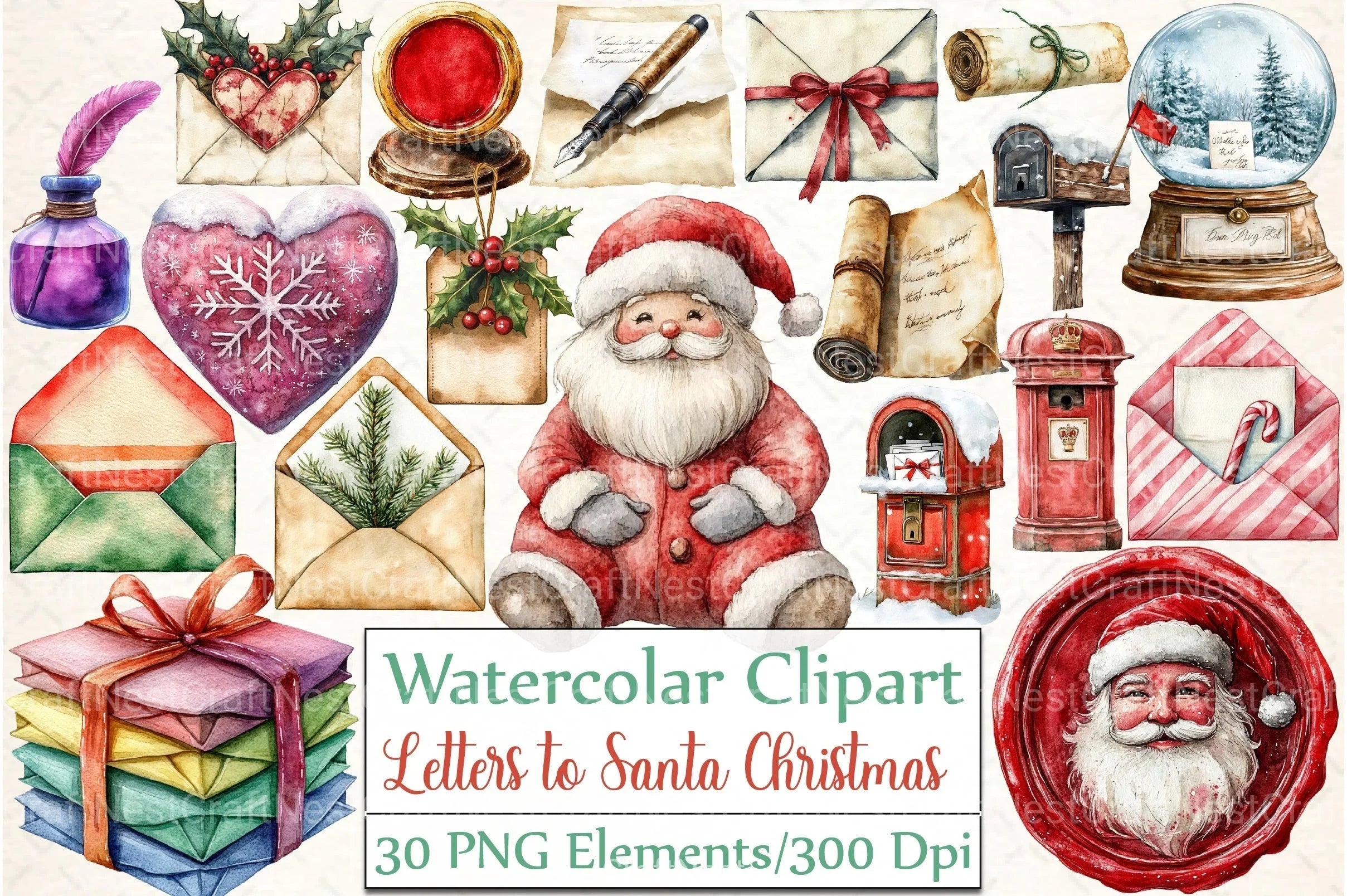 Letters to Santa Christmas Clipart Bundle - CraftNest - Digital Crafting and Art