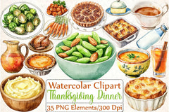 Rustic Thanksgiving Dinner Clipart Bundle - CraftNest - Digital Crafting and Art