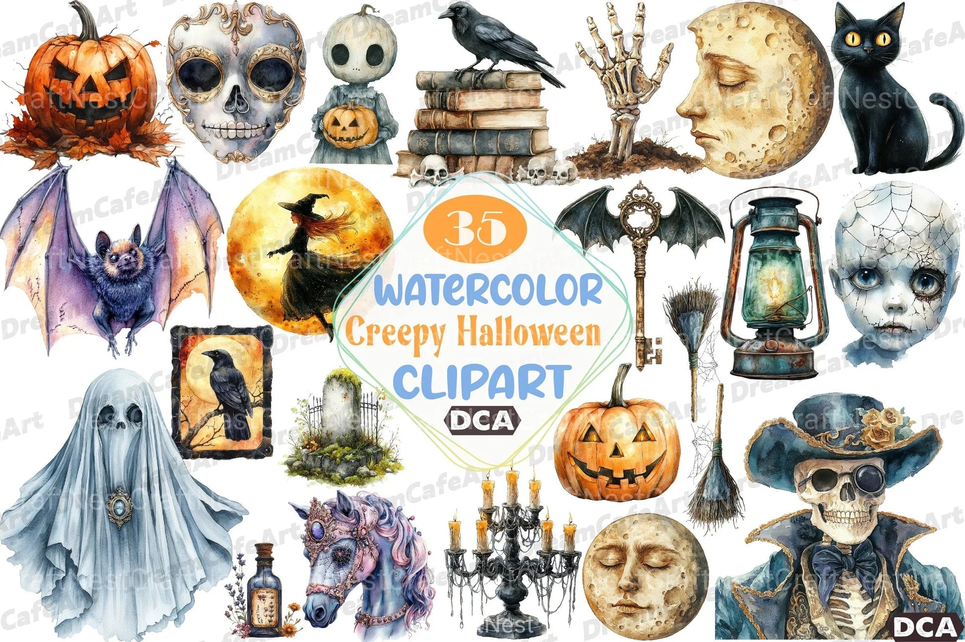 Vintage Creepy Halloween Clipart Bundle 2 - CraftNest - Digital Crafting and Art