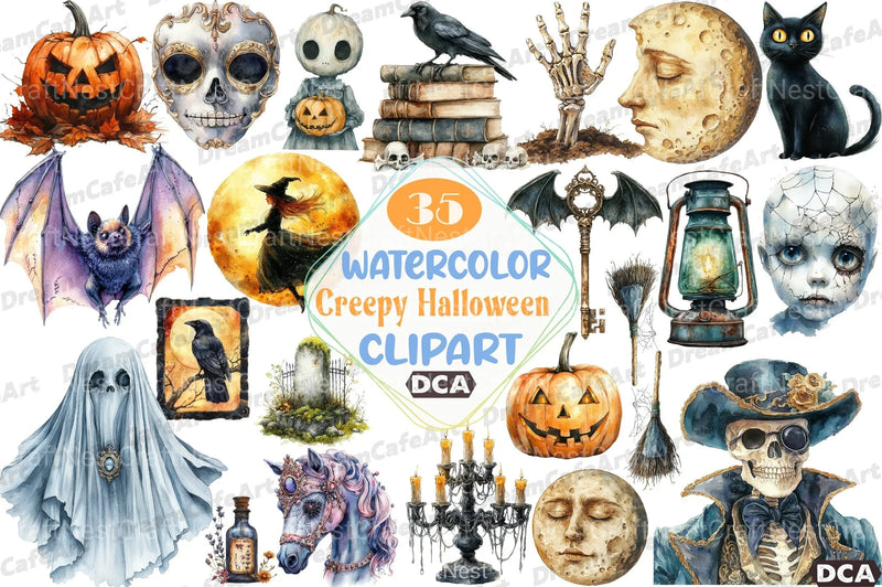 Vintage Creepy Halloween Clipart Bundle 2 - CraftNest - Digital Crafting and Art