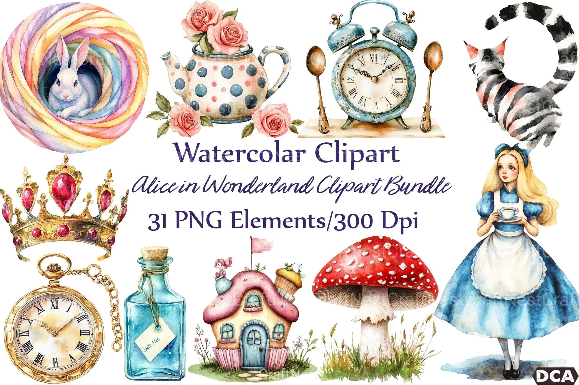 Alice in Wonderland Clipart Bundle - CraftNest - Digital Crafting and Art