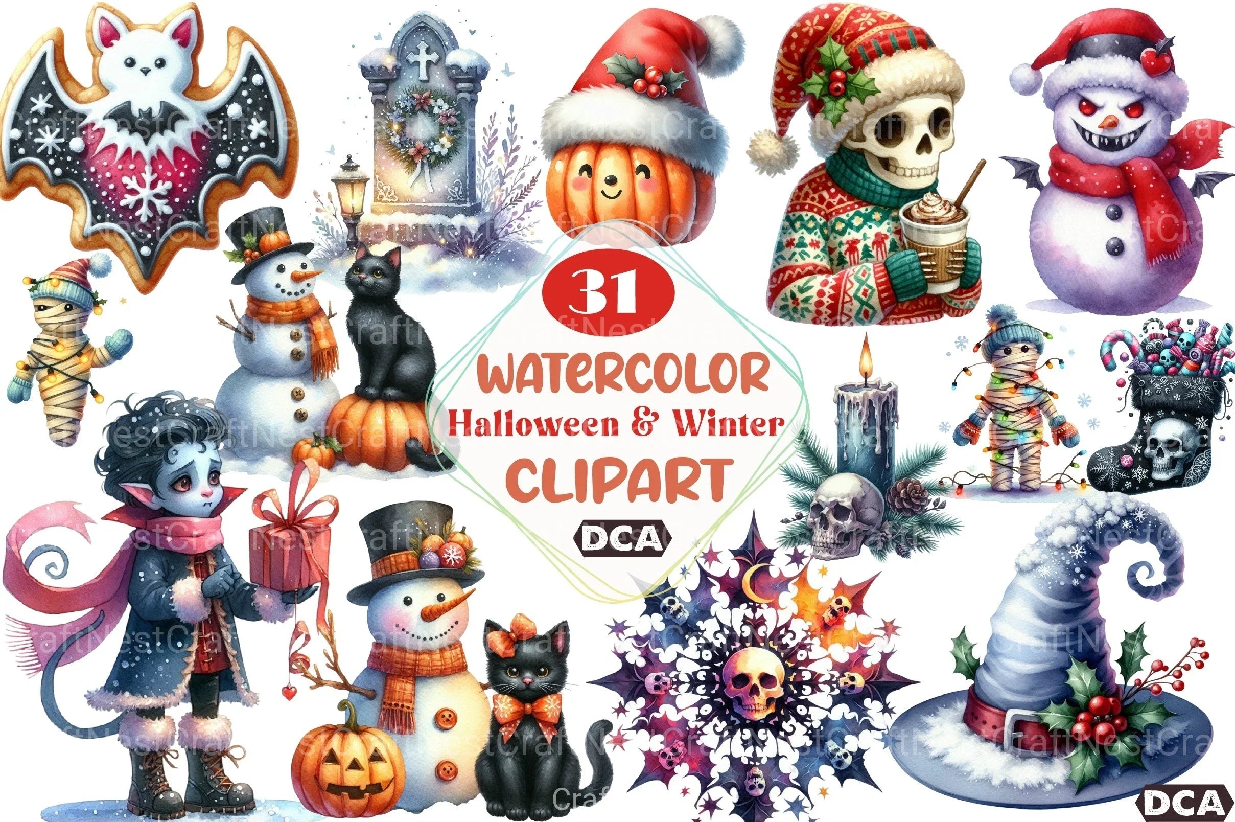 Halloween & Winter Clipart Bundle - CraftNest - Digital Crafting and Art