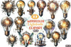 Steampunk Lightbulb Clipart Bundle