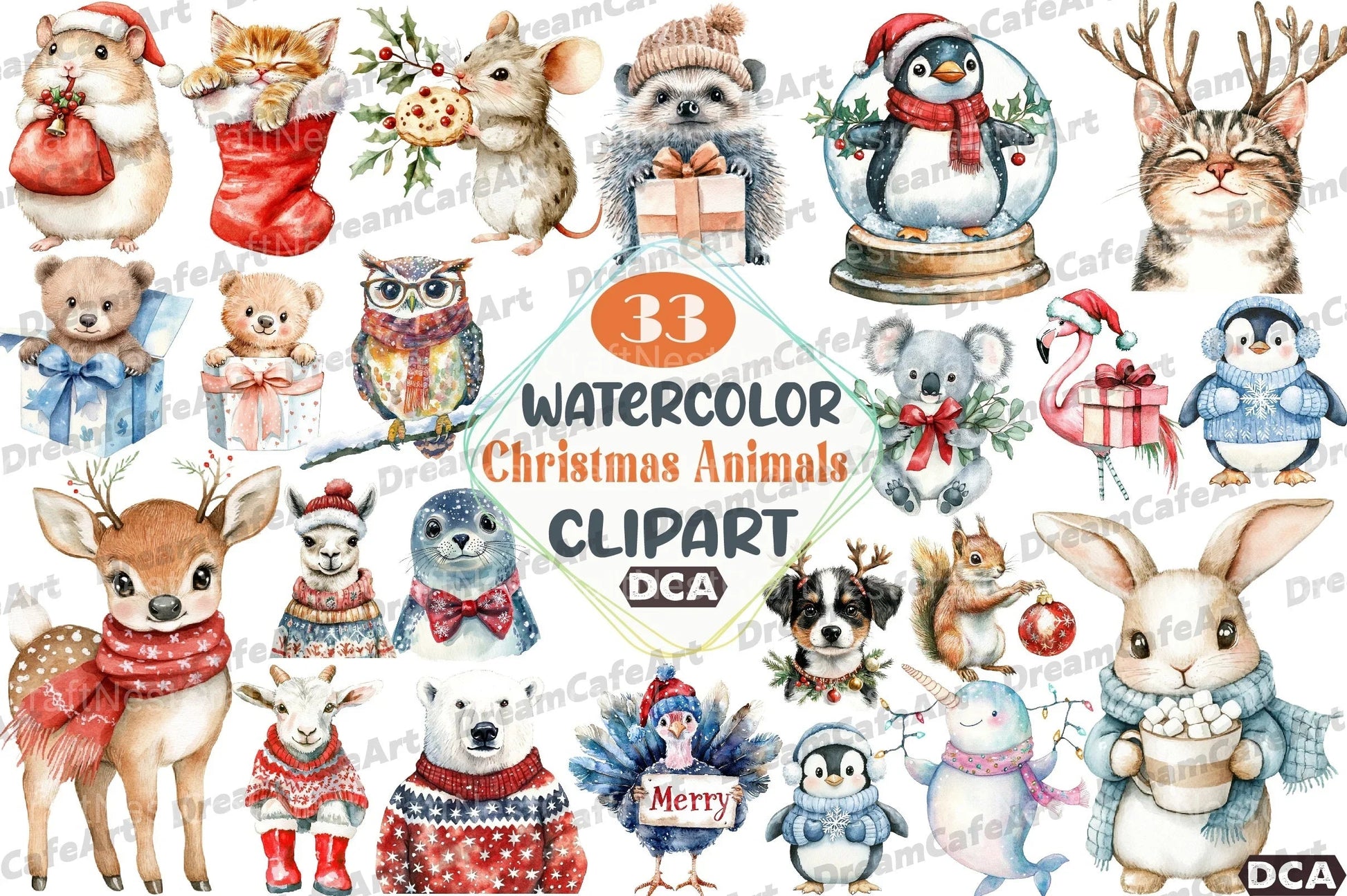 Christmas Animals Clipart Bundle 99 - CraftNest - Digital Crafting and Art