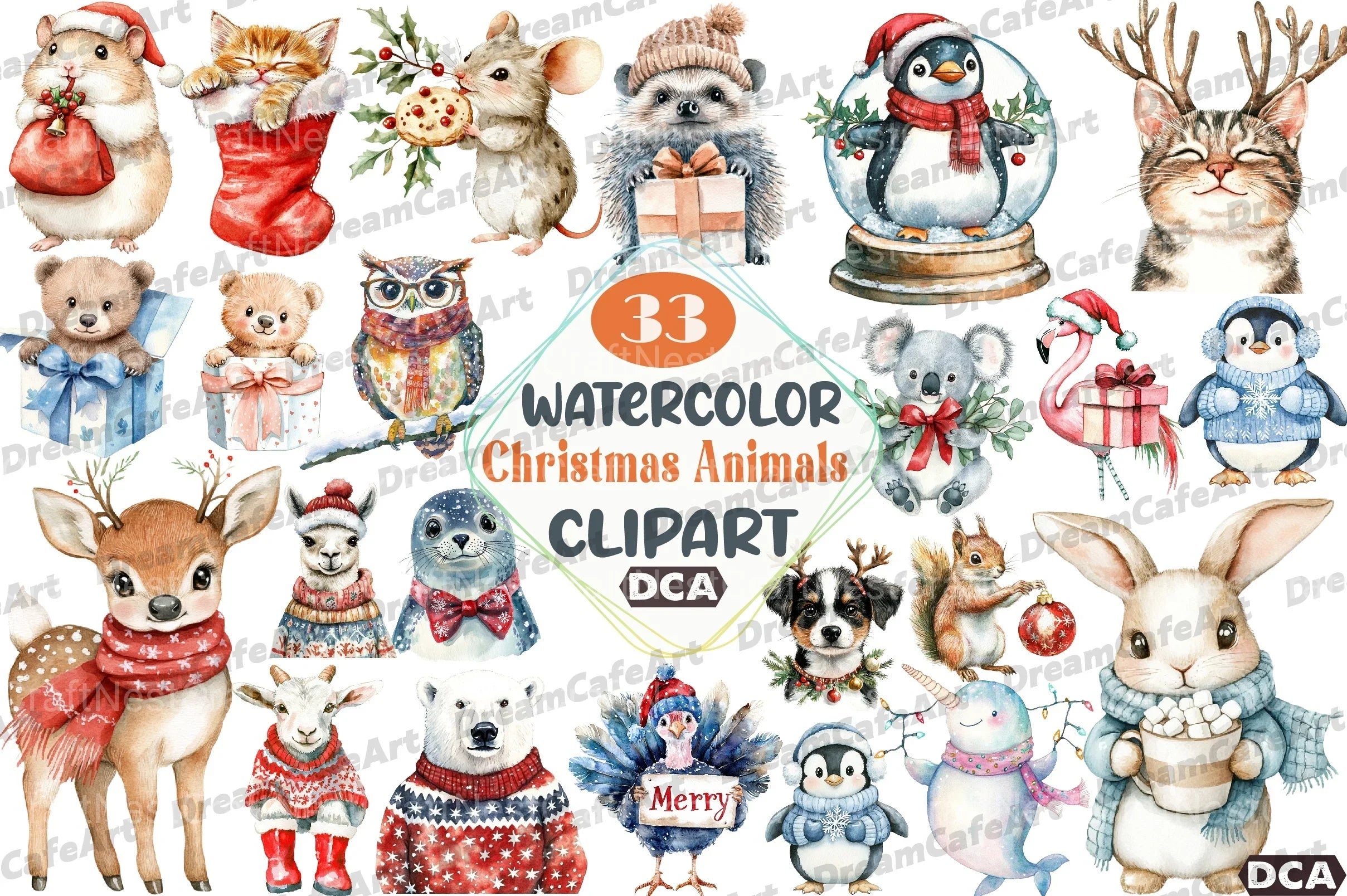 Christmas Animals Clipart Bundle 99 - CraftNest - Digital Crafting and Art