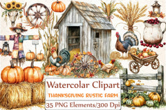Rustic Farm Thanksgiving Clipart Bundle - CraftNest - Digital Crafting and Art