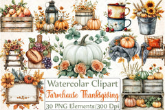 Farmhouse Thanksgiving Clipart Bundle - CraftNest - Digital Crafting and Art