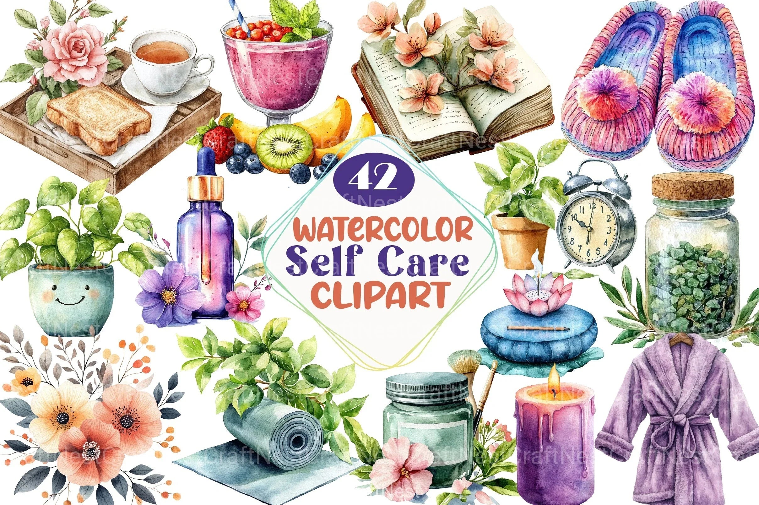 Self Care Clipart Bundle - CraftNest - Digital Crafting and Art