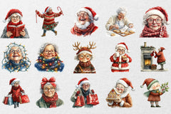 Funny Old Lady Christmas Clipart Bundle - CraftNest - Digital Crafting and Art
