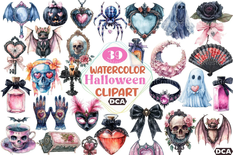 Gothic Coquette Halloween Clipart Bundle 56 - CraftNest - Digital Crafting and Art
