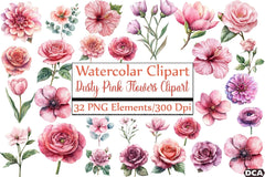 Dusty Pink Flowers Clipart Bundle 1 - CraftNest - Digital Crafting and Art