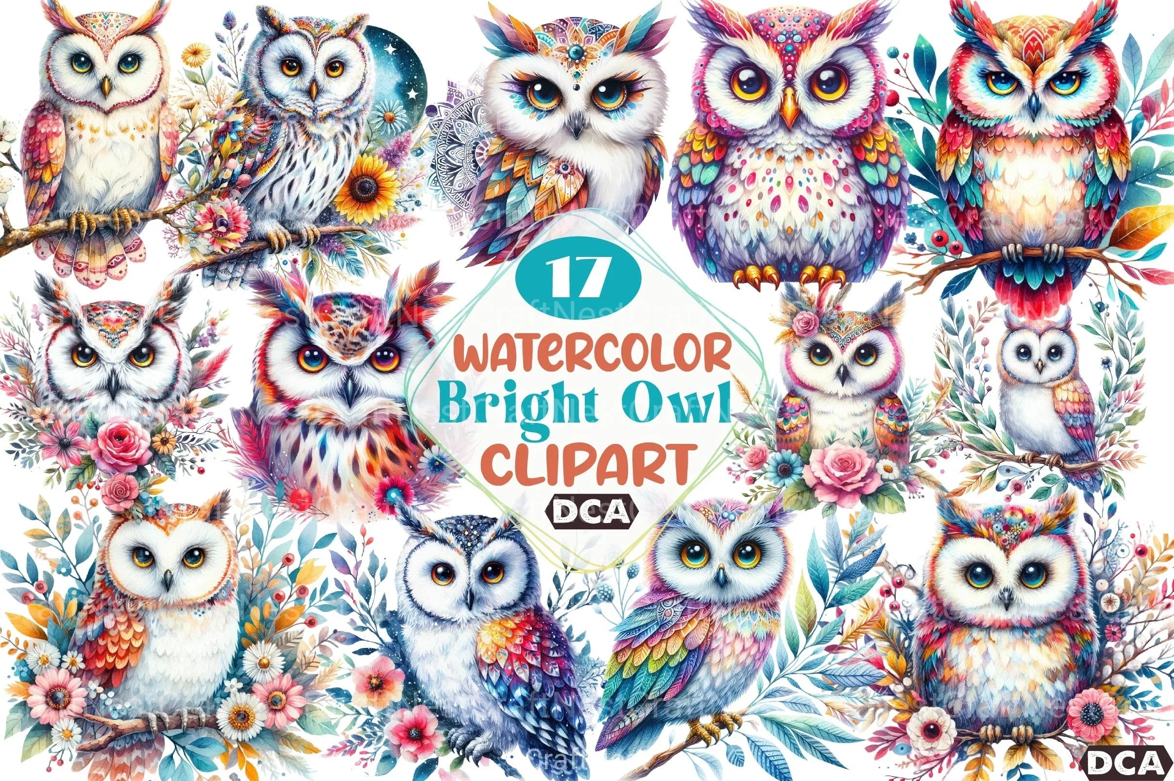 Bright Owl Clipart Bundle 6 - CraftNest - Digital Crafting and Art