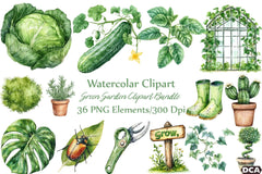 Green Garden Clipart Bundle - CraftNest - Digital Crafting and Art