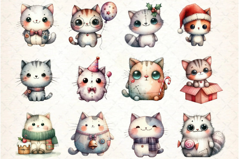 Holiday Cat Clipart Bundle - CraftNest - Digital Crafting and Art