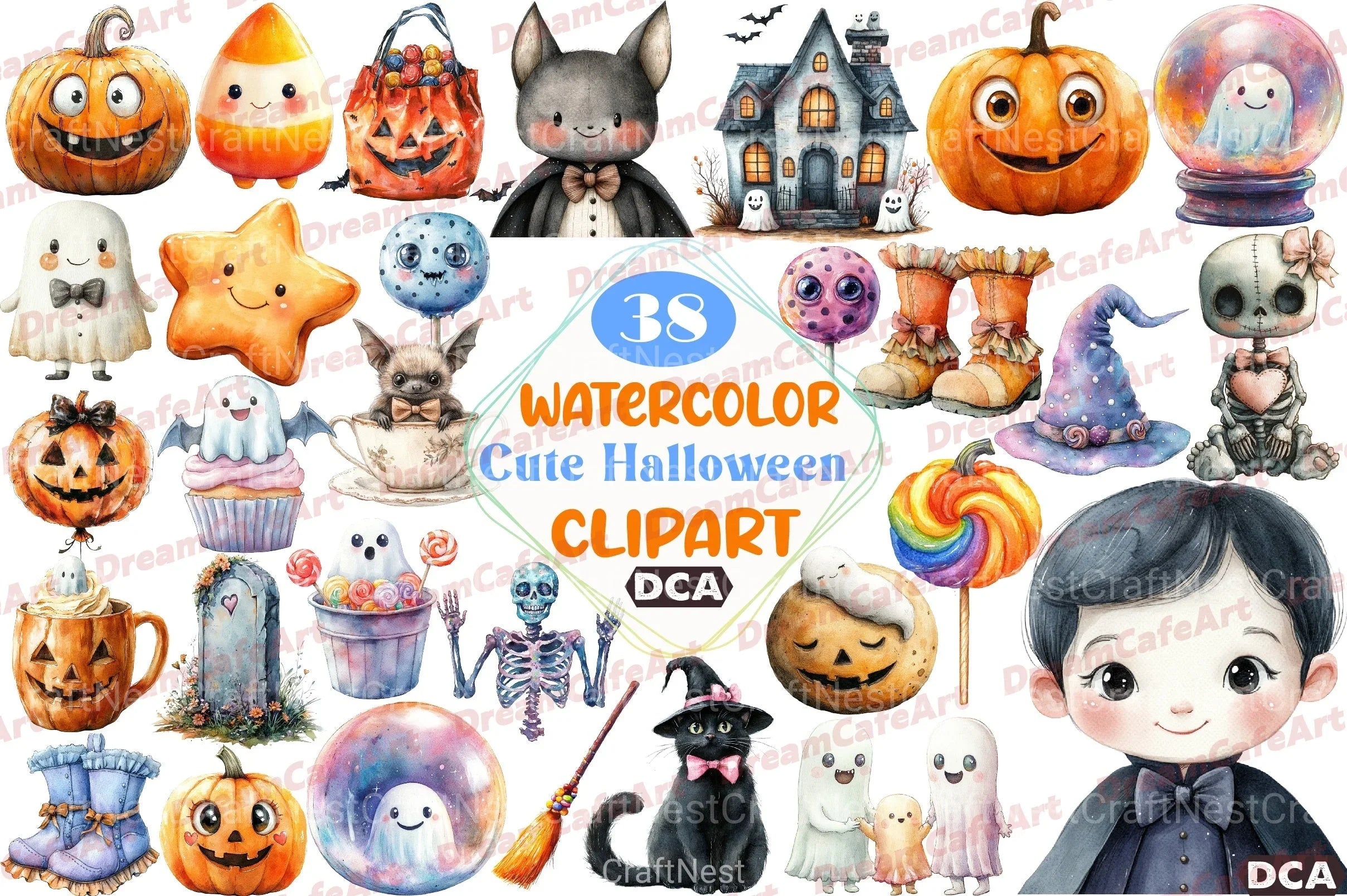 Hand Drawn Cute Halloween Clipart Bundle - CraftNest - Digital Crafting and Art