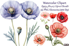 Poppy Flowers Clipart Bundle 888 - CraftNest - Digital Crafting and Art