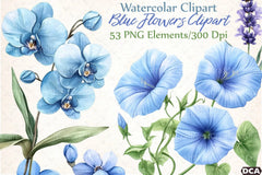 Blue Flowers Clipart Bundle - CraftNest - Digital Crafting and Art
