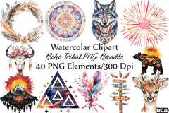 Boho Tribal Clipart Set Bundle - CraftNest - Digital Crafting and Art
