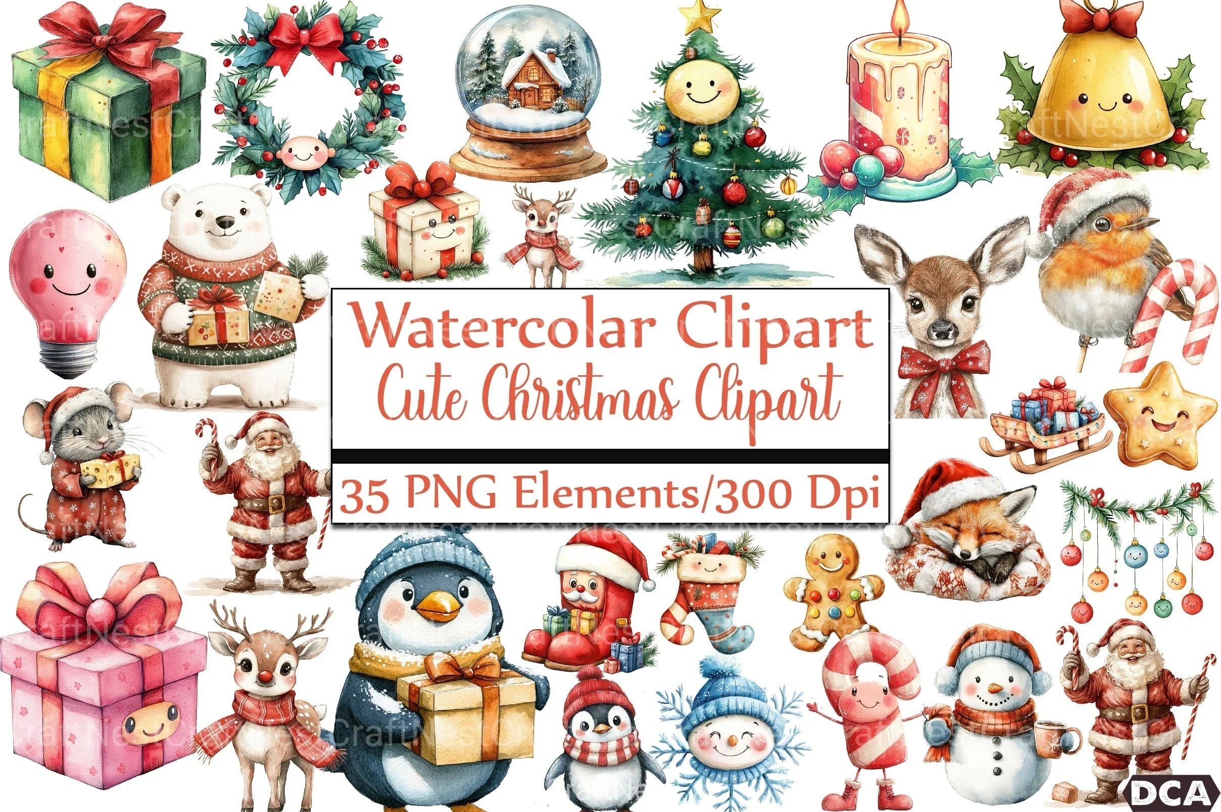 Cute Christmas Clipart Bundle 09 - CraftNest - Digital Crafting and Art