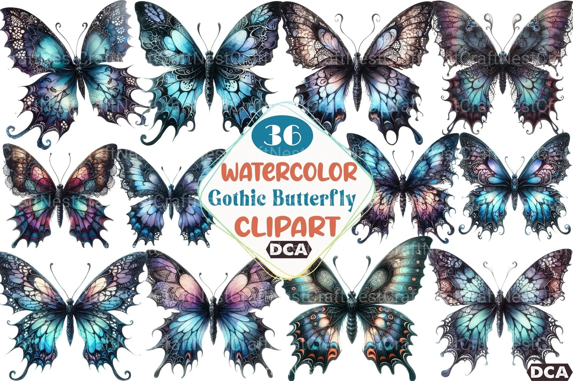 Gothic Butterfly Clipart Bundle 1 - CraftNest - Digital Crafting and Art