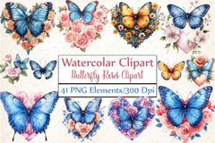 Butterfly Roses Clipart Bundle - CraftNest - Digital Crafting and Art