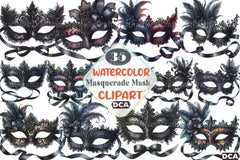 Black Lace Masquerade Mask Clipart Bundle - CraftNest - Digital Crafting and Art