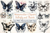 Black and White Butterfly Flowers Clipart Bundle