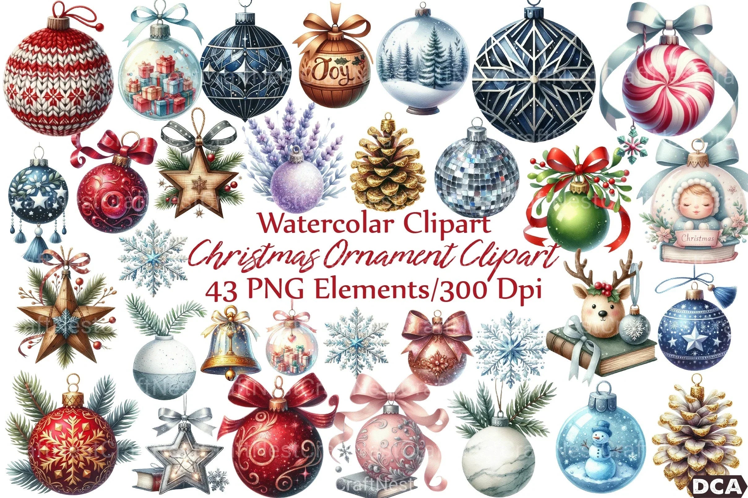 Christmas Ornament Clipart Bundle - CraftNest - Digital Crafting and Art