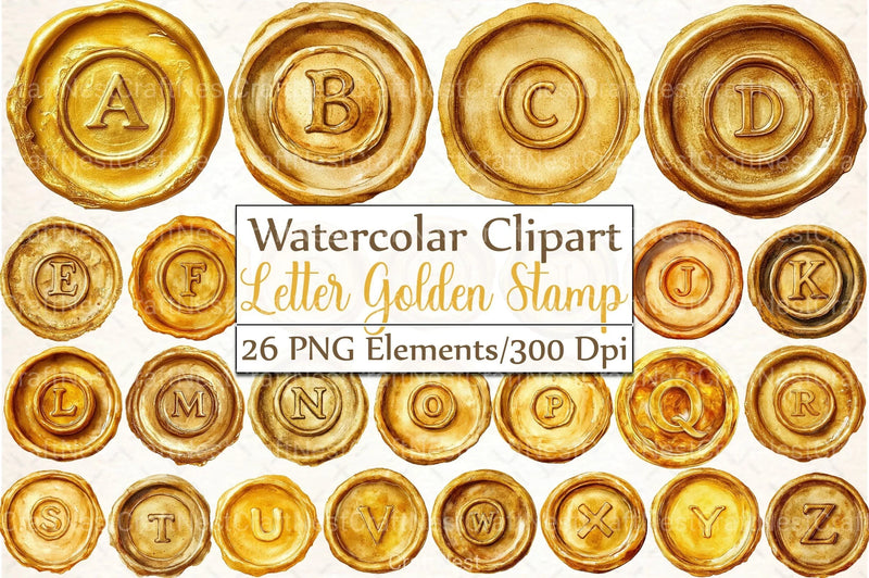 Seal Wax Letter Golden Stamp Clipart Bundle - CraftNest - Digital Crafting and Art