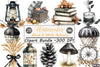 Black & White Autumn Clipart Bundle