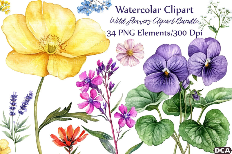 Wild Flowers Clipart Bundle 132 - CraftNest - Digital Crafting and Art