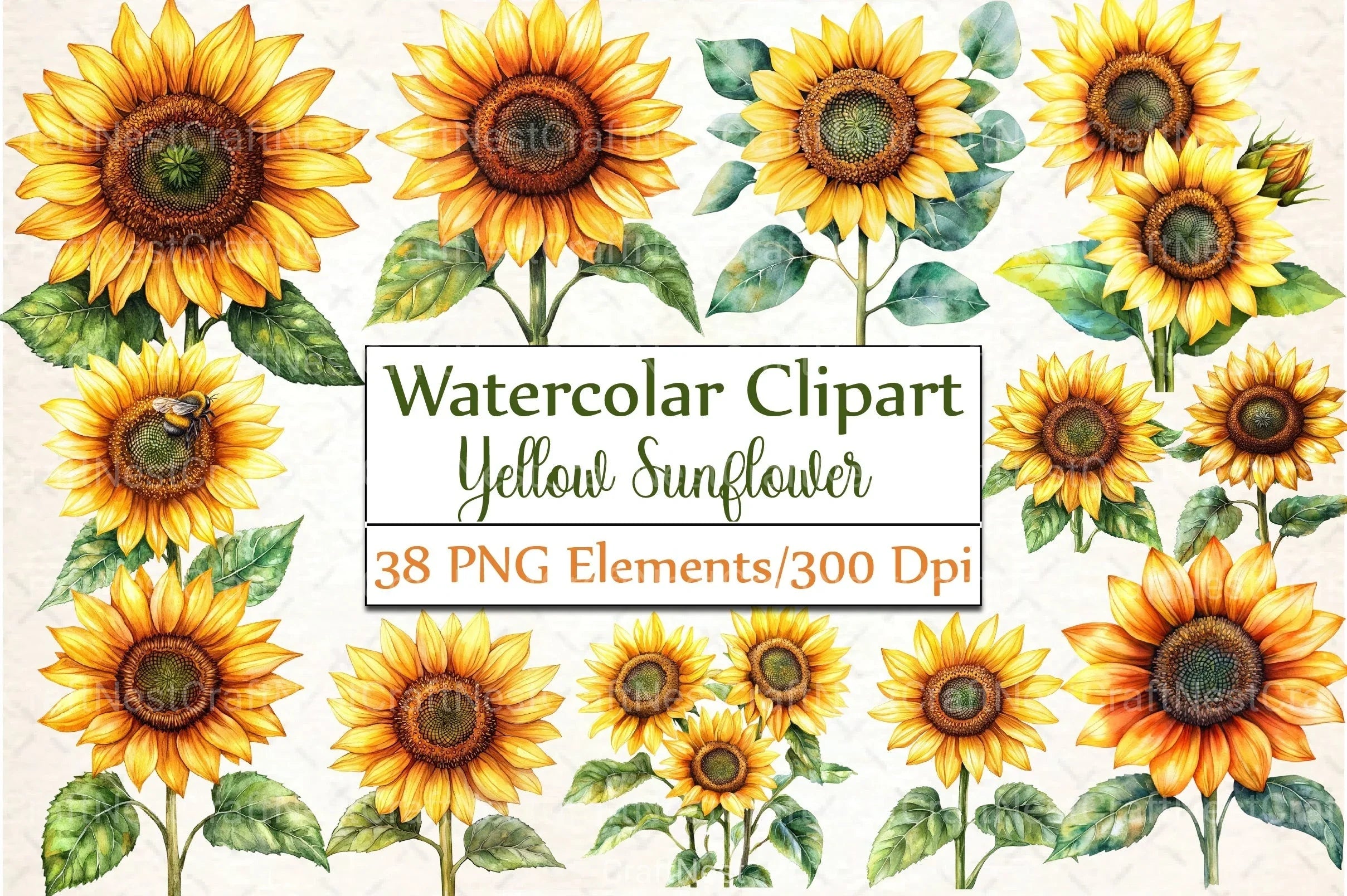 Yellow Sunflower Flowers Clipart Bundle - CraftNest - Digital Crafting and Art