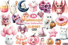 Cute Pink Halloween Clipart Bundle
