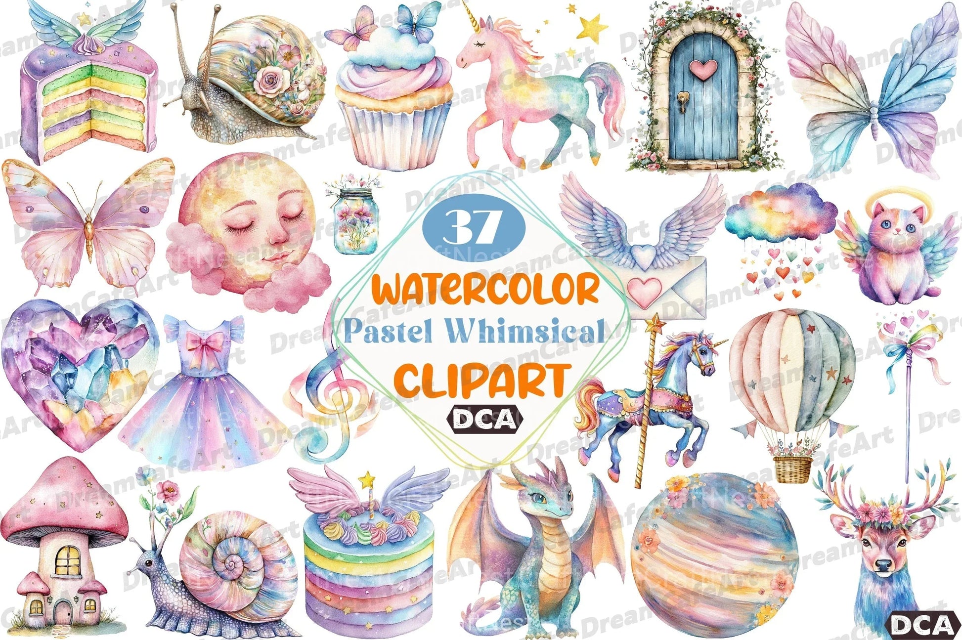 Pastel Whimsical Clipart Bundle - CraftNest - Digital Crafting and Art