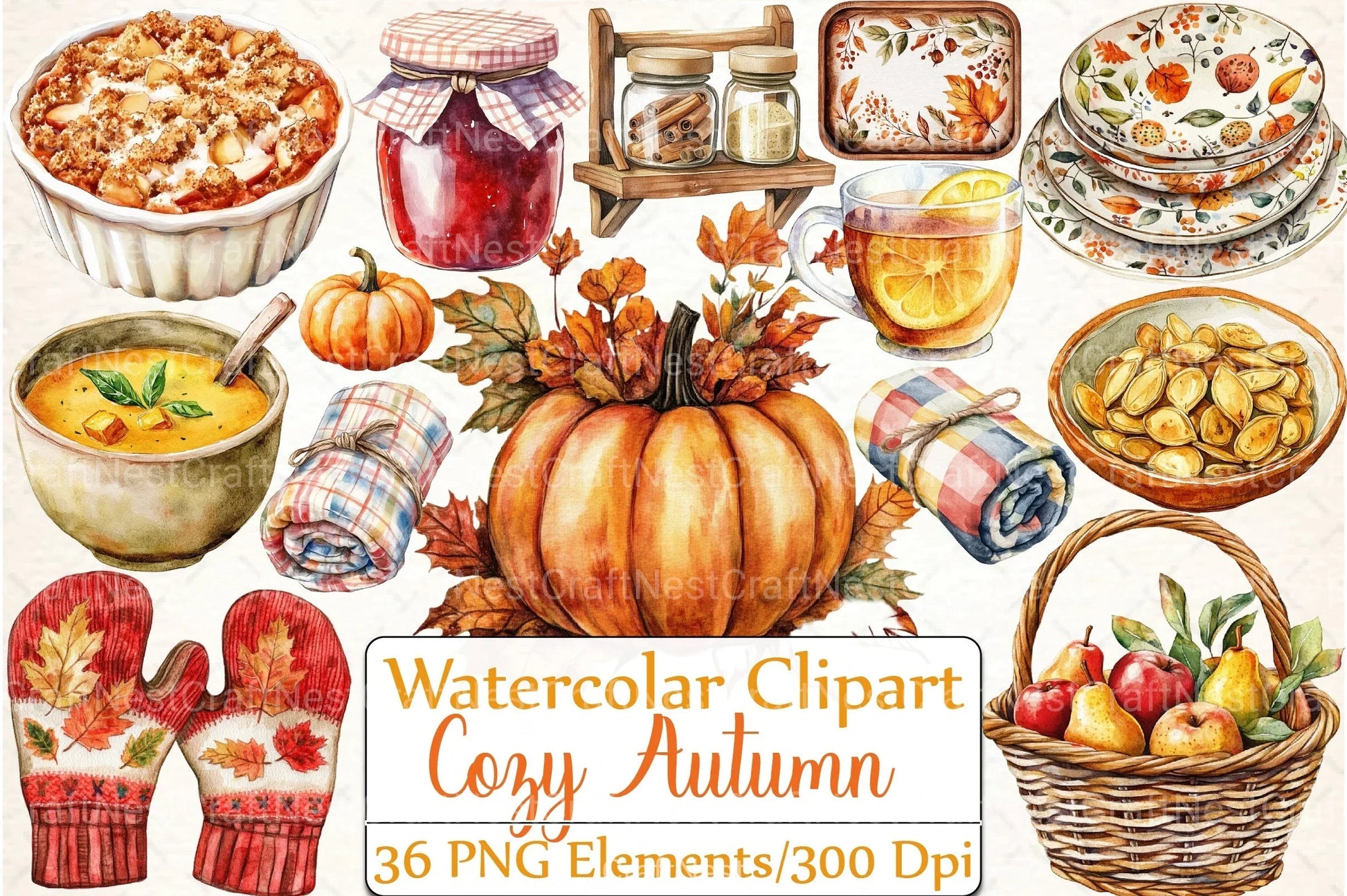 Cozy Autumn Thanksgiving Clipart Bundle - CraftNest - Digital Crafting and Art