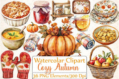 Cozy Autumn Thanksgiving Clipart Bundle - CraftNest - Digital Crafting and Art