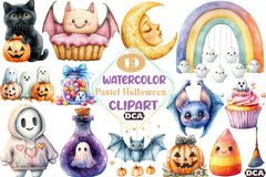 Cute Pastel Halloween Clipart Bundle 33 - CraftNest - Digital Crafting and Art