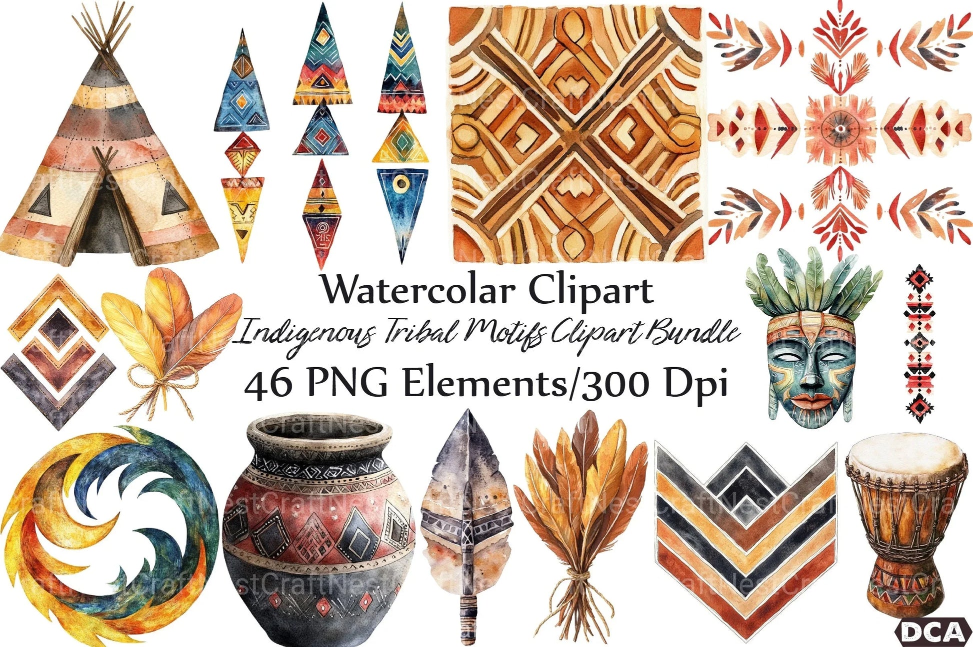 Indigenous Tribal Motifs Clipart Bundle - CraftNest - Digital Crafting and Art