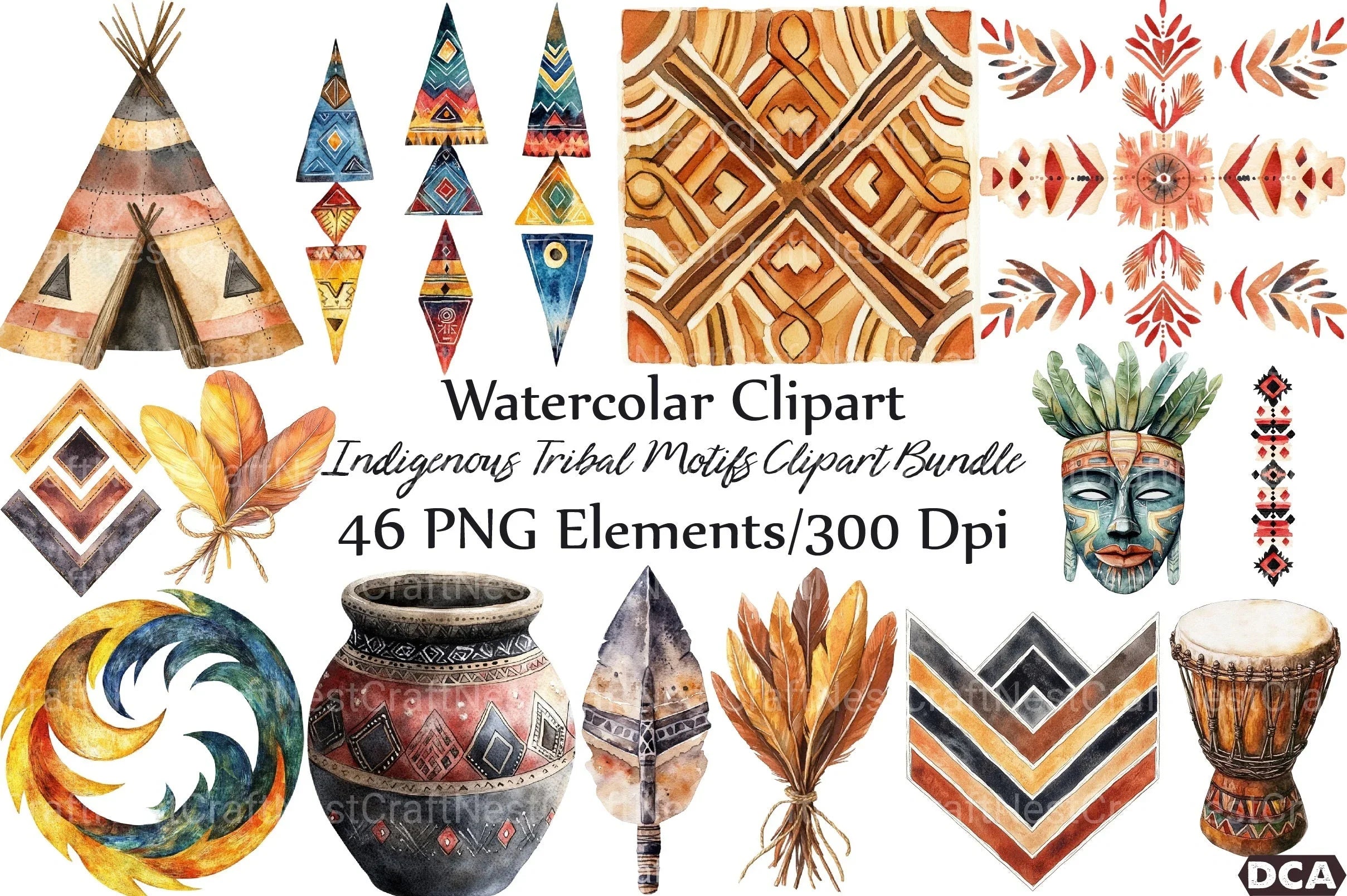Indigenous Tribal Motifs Clipart Bundle - CraftNest - Digital Crafting and Art