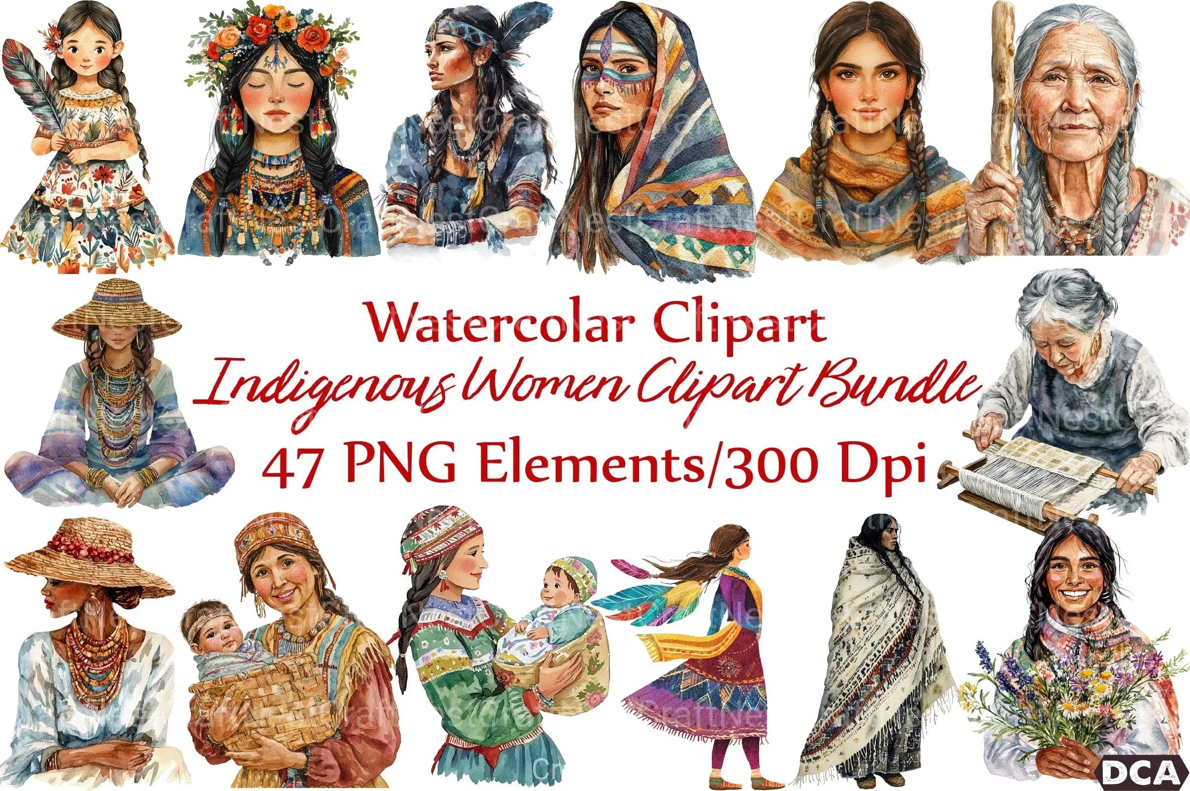 Indigenous Women Clipart Bundle - CraftNest - Digital Crafting and Art
